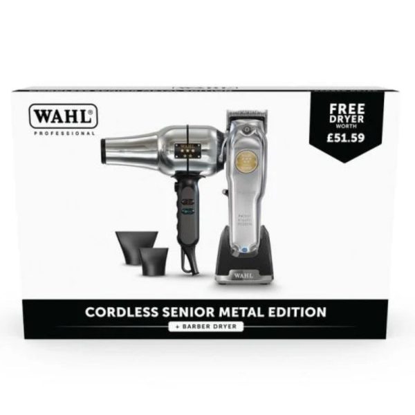 Wahl Professional Cordless Senior Metal Edition Clipper & Wahl Professional Barbers Dryer Duo For Cheap