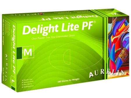 Aurelia Delight Lite PF Clear Powder Free Vinyl Examination Gloves Large 100x Hot on Sale