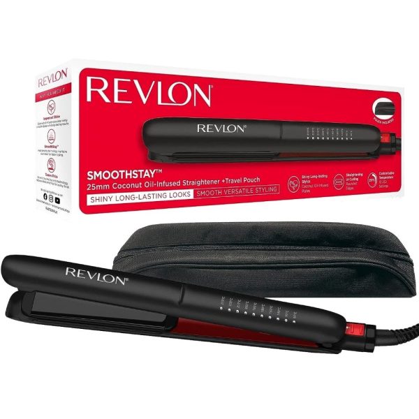 Revlon Pro Collection SmoothStay 25mm Coconut Oil-Infused Straightener & Travel Pouch Online