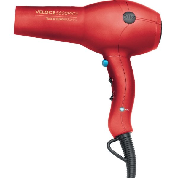 Diva Pro Veloce 3800 Pro Hair Dryer Red For Discount