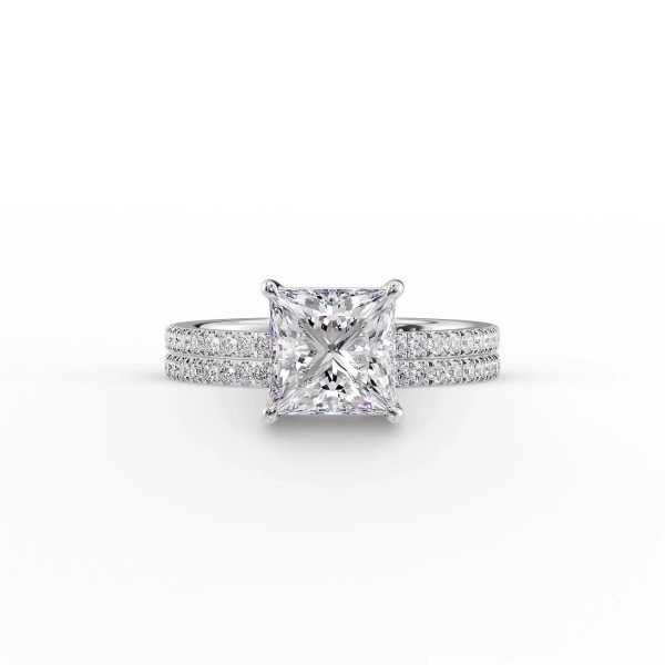 The Pave Eleanor Set With A 3 Carat Princess Moissanite For Sale